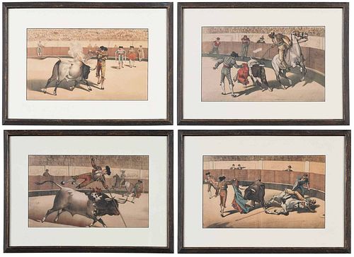 Four Spanish Bull Fighting Prints