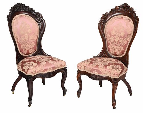 Assembled Pair Rococo Revival Rosewood Side Chairs