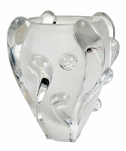 Large Daum France Crystal Glass Vase