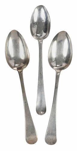 Three English Silver serving spoons