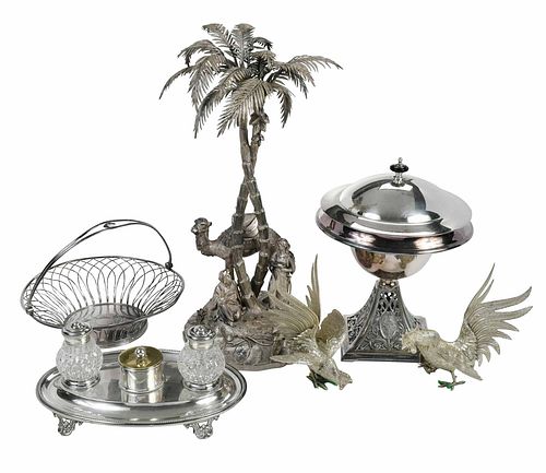 Six Silver Plate Table Items