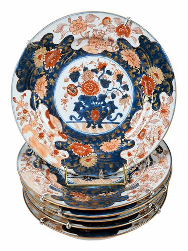 Set of Six Chinese Export Imari Porcelain Plates