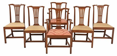 Set Six Kittinger Chippendale Style Dining Chairs