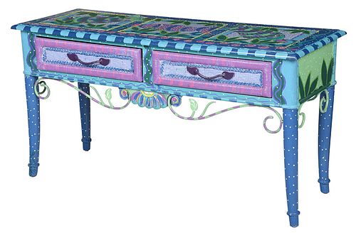 Paint Decorated Console Table