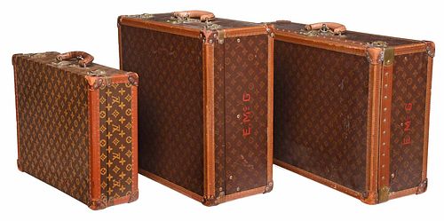 Three Vintage Louis Vuitton Suitcases