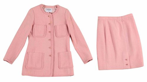 Chanel Tweed Twill Pink Suit