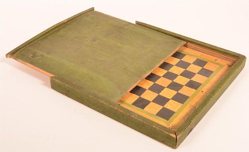 19th Century Painted Slide Lid Game Box.