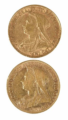 Two Old Head Victoria Gold Sovereigns 