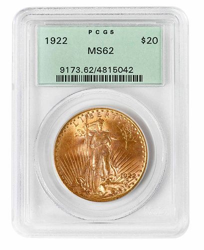 1922 St. Gaudens $20 Gold Coin 