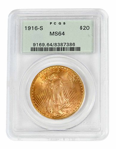 1916-S St. Gaudens $20 Gold Coin 