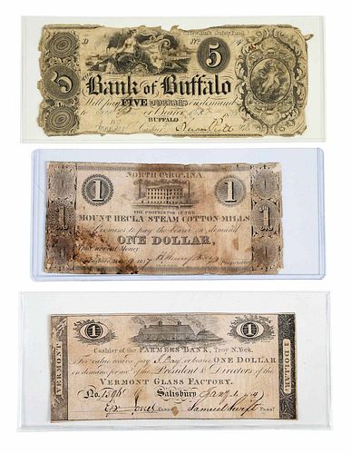 Three 19th Century Obsolete Bank Notes 