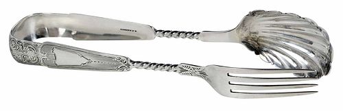 Coin Silver Serving Tongs