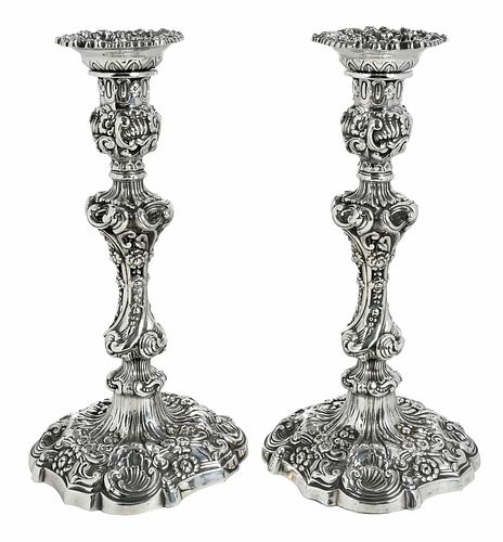 Pair George IV English Silver Candlesticks