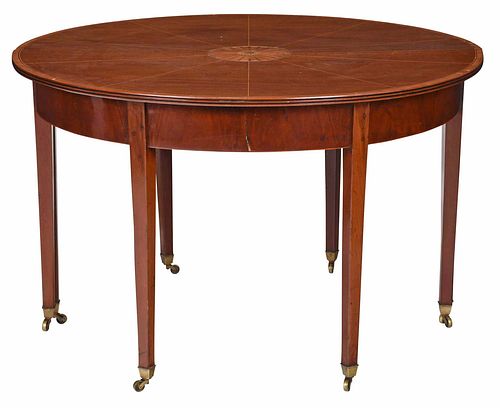 Pair George III Inlaid Mahogany D Shaped Tables
