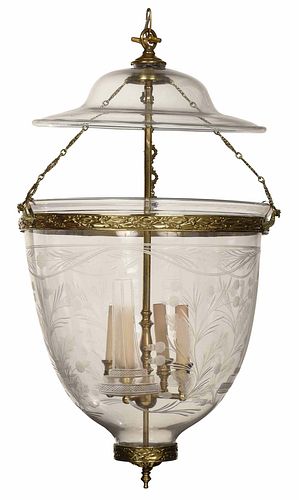 Fine Georgian Cut Glass Brass Mounted Hall Lantern