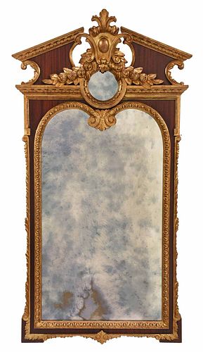 George II Style Carved Parcel Gilt Mirror