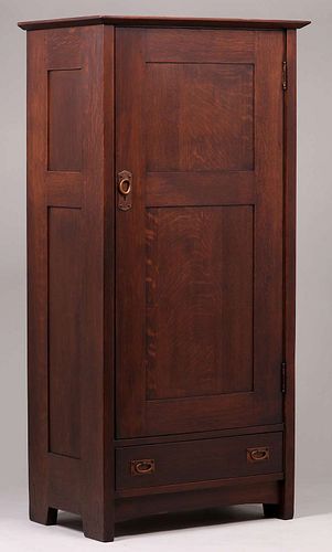 Early Gustav Stickley #624 One-Door Wardrobe c1902