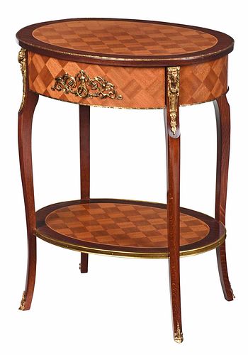 Louis XV Style Parquetry Veneered Oval Commode