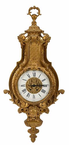 French Neoclassical Style Gilt Bronze Cartel Clock