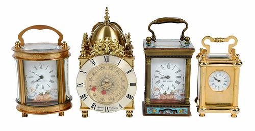 Group of Four Gilt Bronze Mounted Carriage Clocks