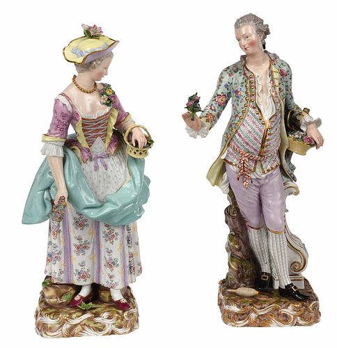 Pair of Large Meissen Porcelain Figures