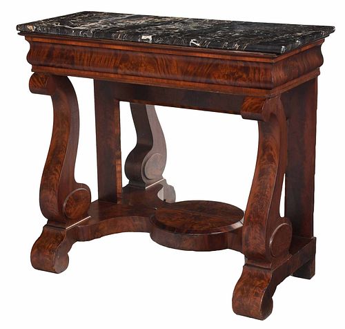 American Classical Figured Mahogany Pier Table