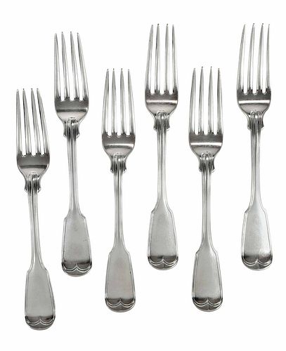 Six Coin Silver Forks with Lee Family Crest
