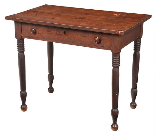 Southern Sheraton Figured Walnut One Drawer Table