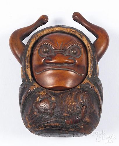Japanese Meiji period carved figural Tonkotsu, 4 1/4'' h.