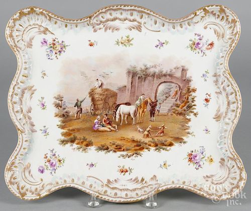 Meissen hand-painted porcelain platter, 14 3/4'' l., 17 1/4'' w.