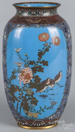 Japanese cloisonné vase, ca. 1900, 13'' h.