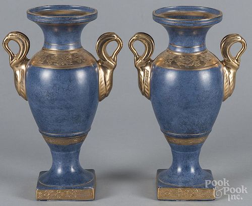 Pair of Chinese porcelain urns, 20th c., in the French style, 12 1/4'' h.