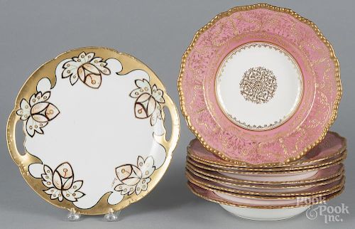 Set of nine Royal Doulton porcelain soup bowls, retailed by Tiffany & Co., 9 1/2'' dia.