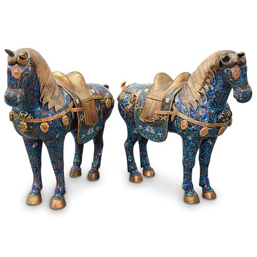Antique Chinese Cloisonne Horses