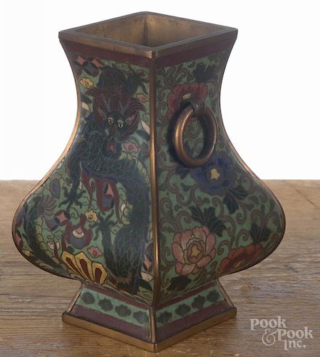 Chinese cloisonné vase, early 20th c., 7'' h.