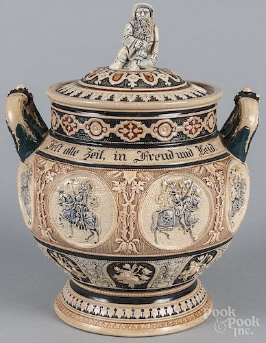 German stoneware tureen and cover, ca. 1900, by Hanke, 14'' h.
