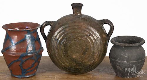 Assorted Continental pottery, to include a circular French two-handled jug