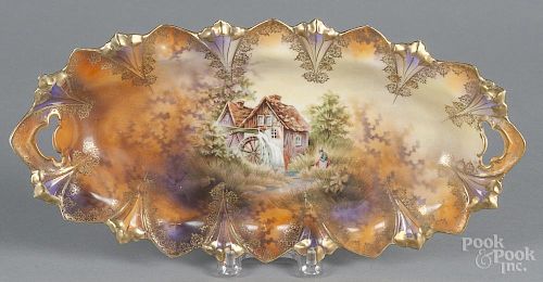 R. S. Prussia porcelain mill scene tray, ca. 1900, 12 1/2'' w.