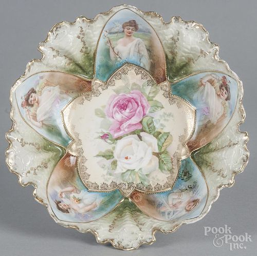 R. S. Prussia porcelain portrait bowl, ca. 1900, 3 1/4'' h., 10 1/4'' dia.