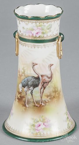 R. S. Prussia porcelain ostrich vase, ca. 1900, 7 1/4'' h.
