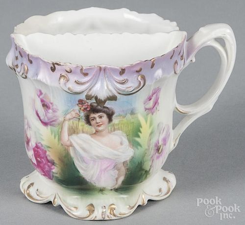 R. S. Prussia porcelain portrait shaving mug, ca. 1900, 3 1/2'' h.