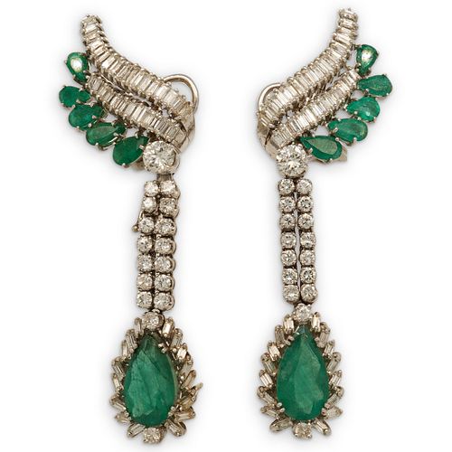 Platinum Day & Night Diamond and Emerald Earrings