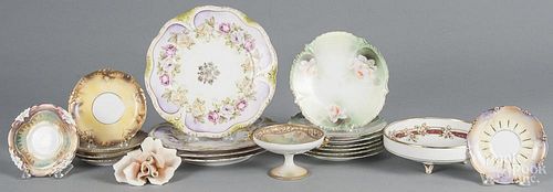 Miscellaneous porcelain, to include floral plates, saucers, and two pieces of Nippon