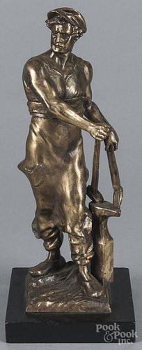 Spelter statue of a blacksmith, early 20th c., 13 3/4'' h.