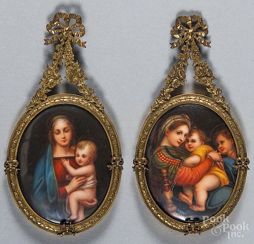 Pair of Italian miniature porcelain plaques, 19th c., inscribed Firenze, 3 1/2'' x 2 1/2''.