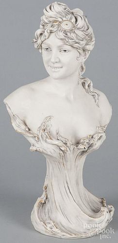 Royal Dux porcelain bust of a young woman, early 20th c., 18 3/4'' h.