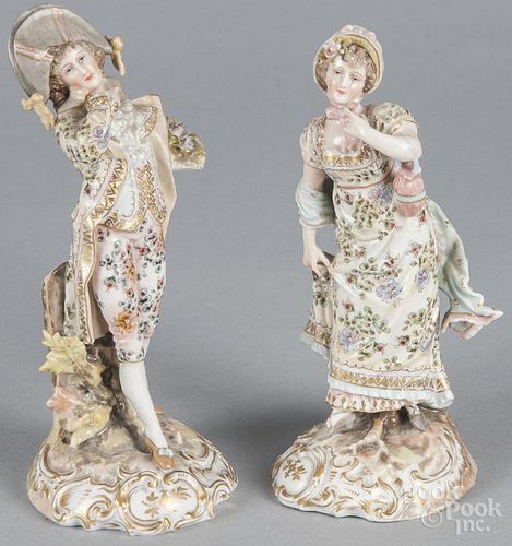 Pair of German Volkstedt porcelain figures, late 19th c., 6 3/4'' h.
