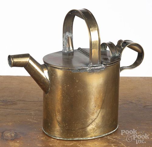 Brass watering can, 19th c., 10 1/2'' h.
