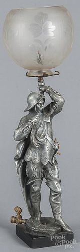 French figural gas lamp, 19th c., inscribed Duc Orleans, 22 1/2'' h.