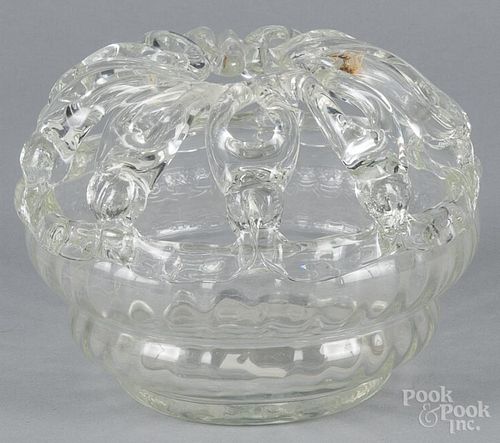 Colorless glass bride's bank, 19th c., 6'' h.